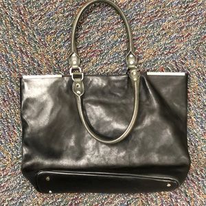 Black leather Kenneth Cole New York tote